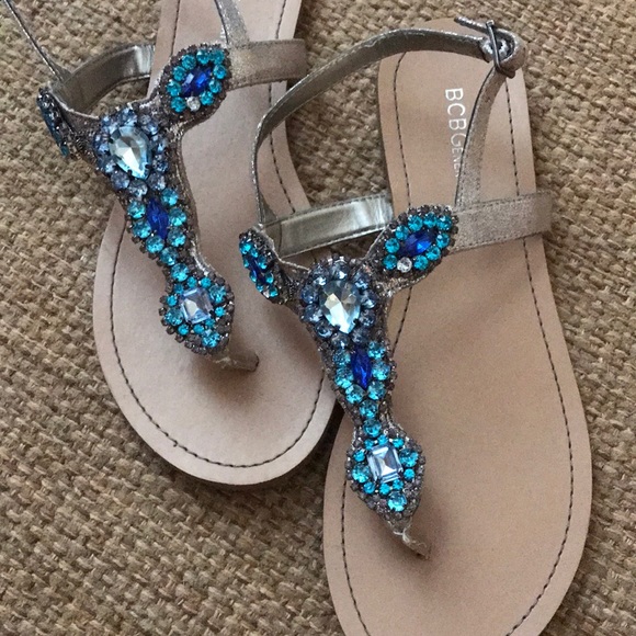 turquoise rhinestone sandals